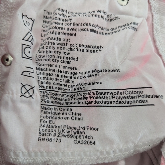 Bdg high rise cheeky neon pink and white tie dye denim jean shorts waist 25 - Picture 10 of 10